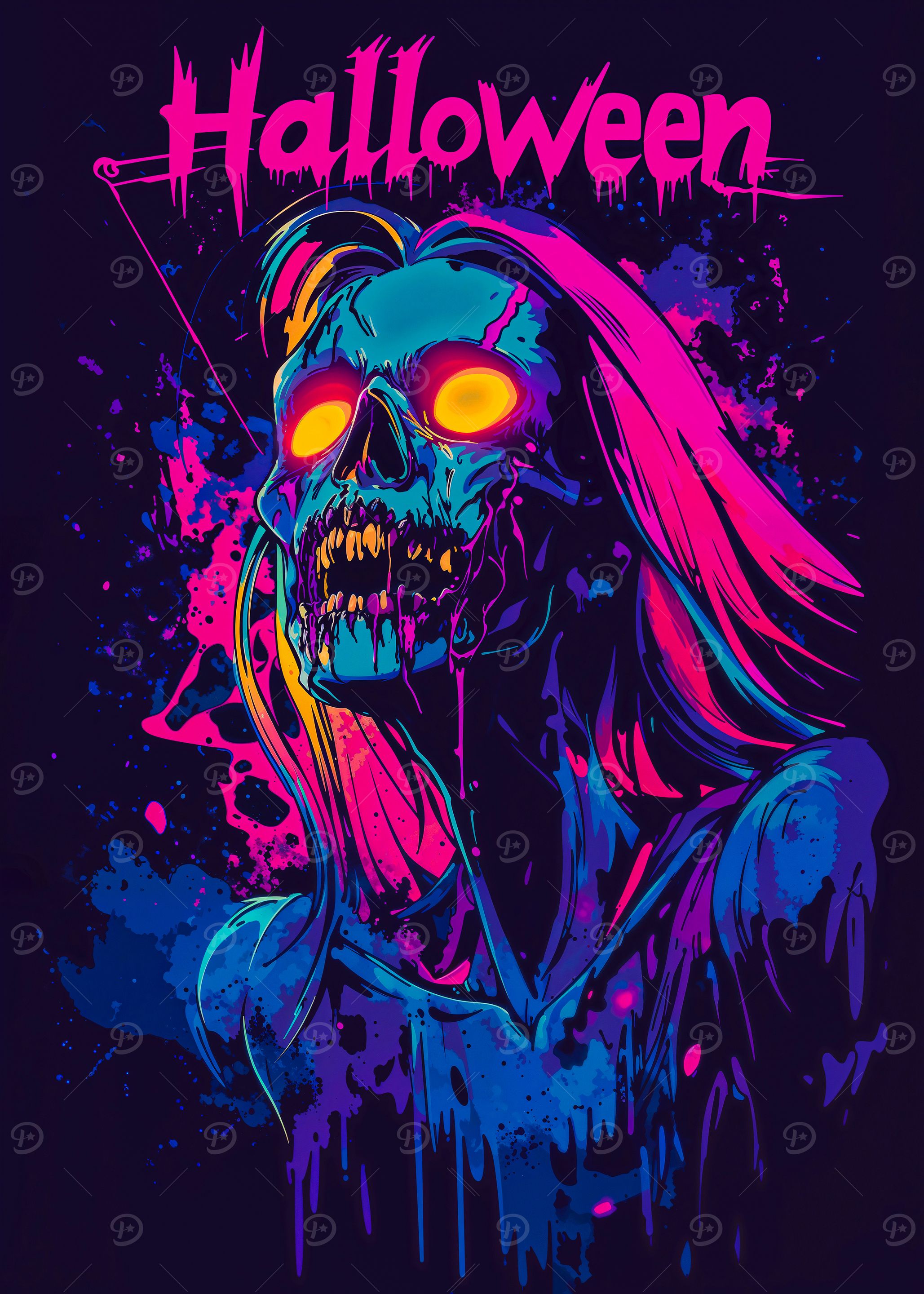 Neon Zombie Halloween