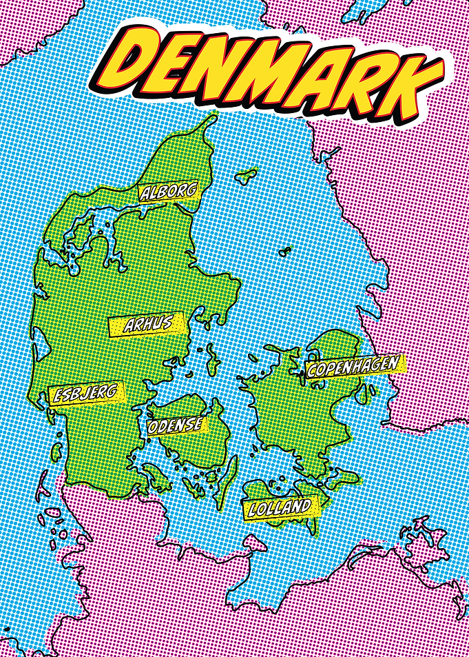 Denmark Map Pop Art