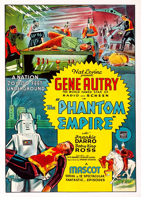 Gene Autry Phantom Empire Poster — vintage film art printed on metal