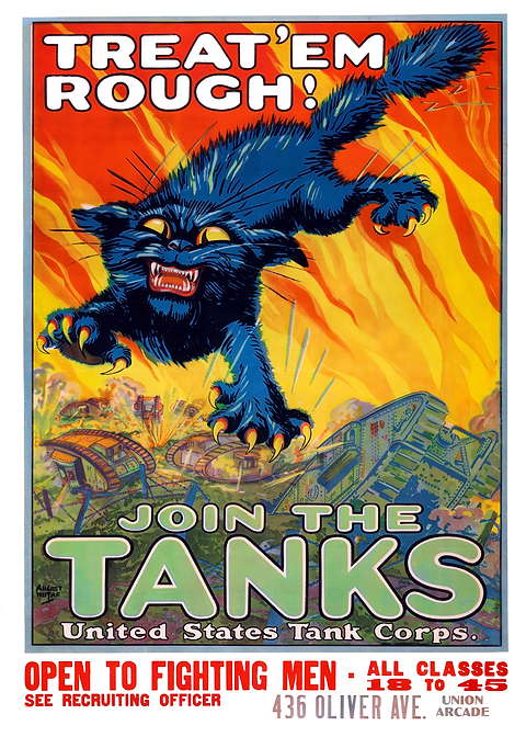 Join the Tanks - WWI Poster — retro advertising art on metal