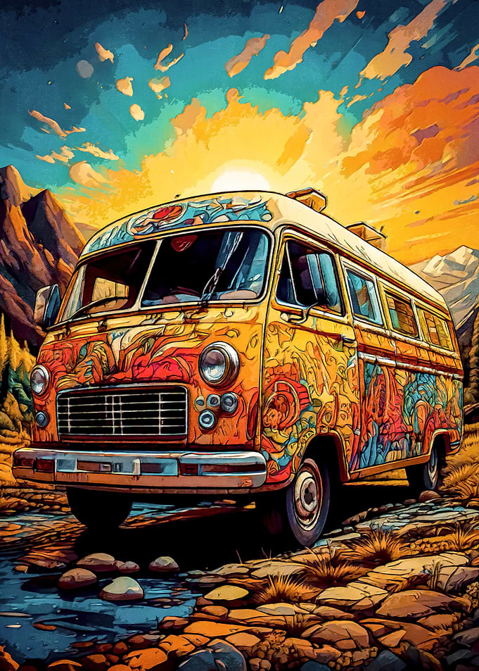 Psychedelic Van Sunset