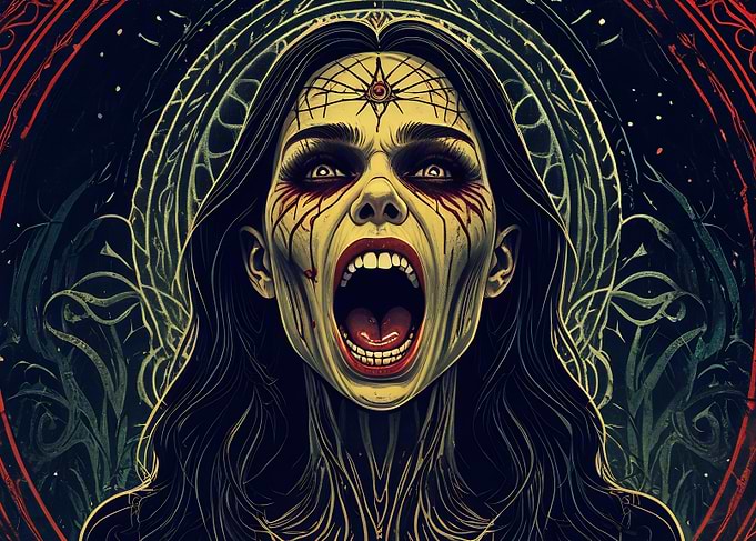 Screaming Woman with Blood