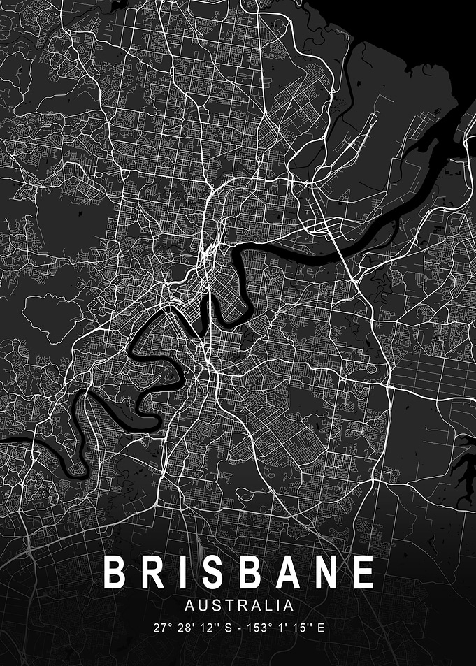 Brisbane Dark City Map
