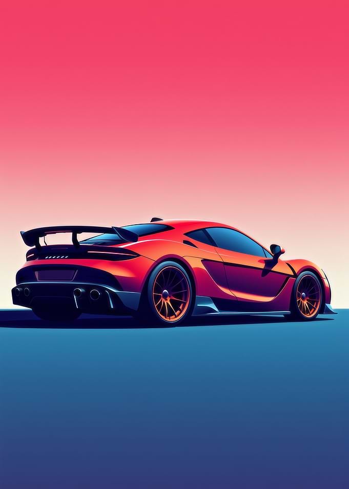 Red Sports Car Sunset