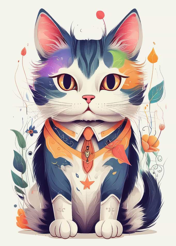 Colorful Cat in Suit