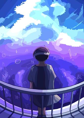 Anime Character Looking Up