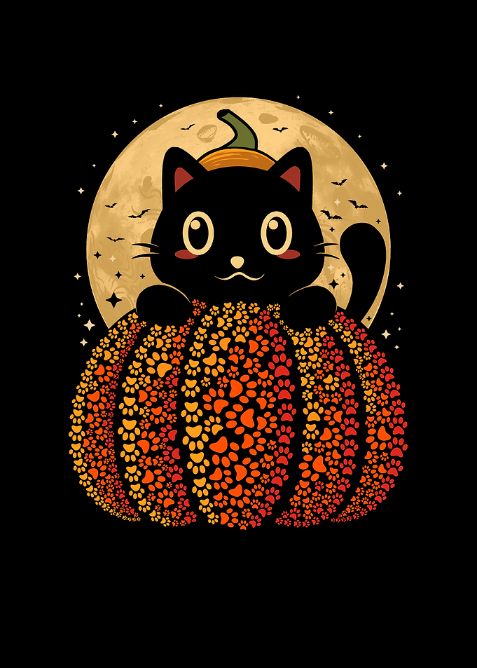 Black Cat Pumpkin Halloween - Pawmpkin