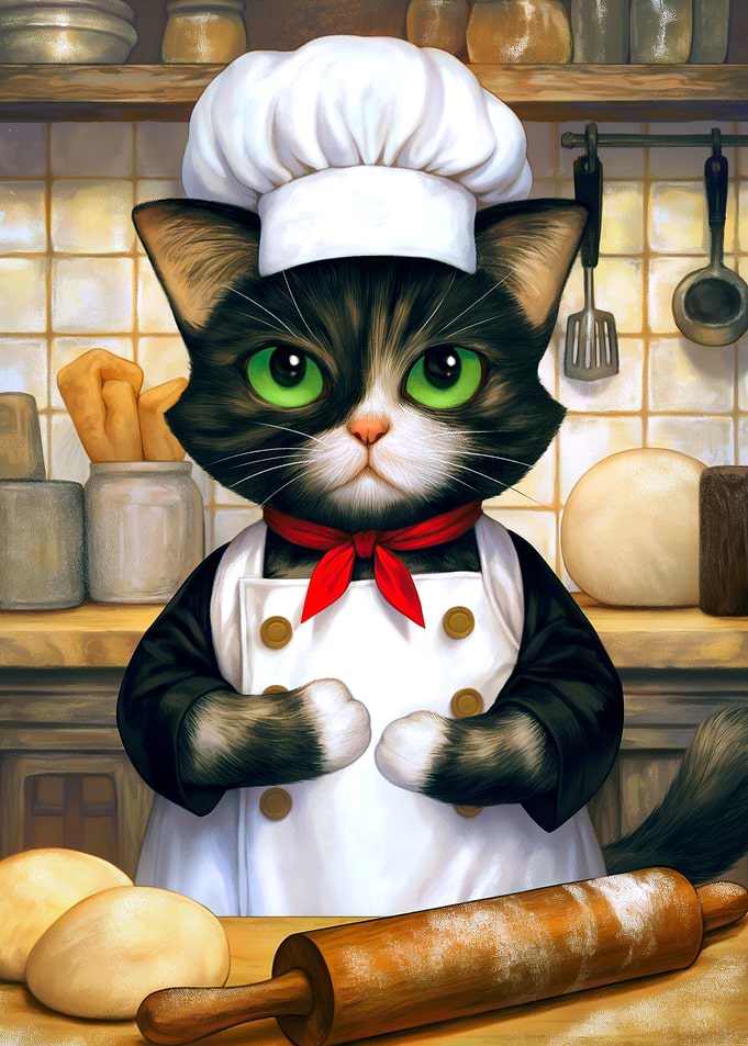 Kitten Chef Baking