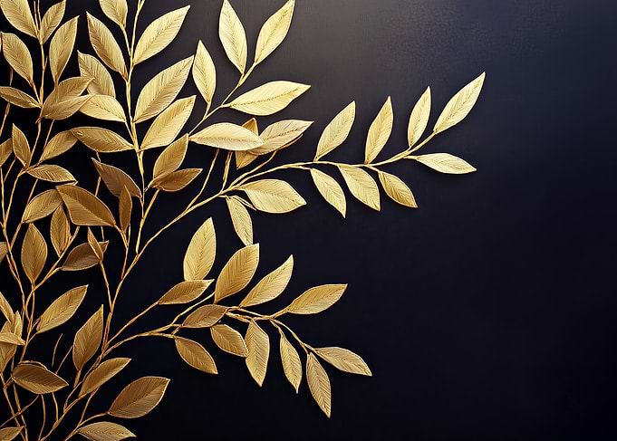 Golden Leaves on Black