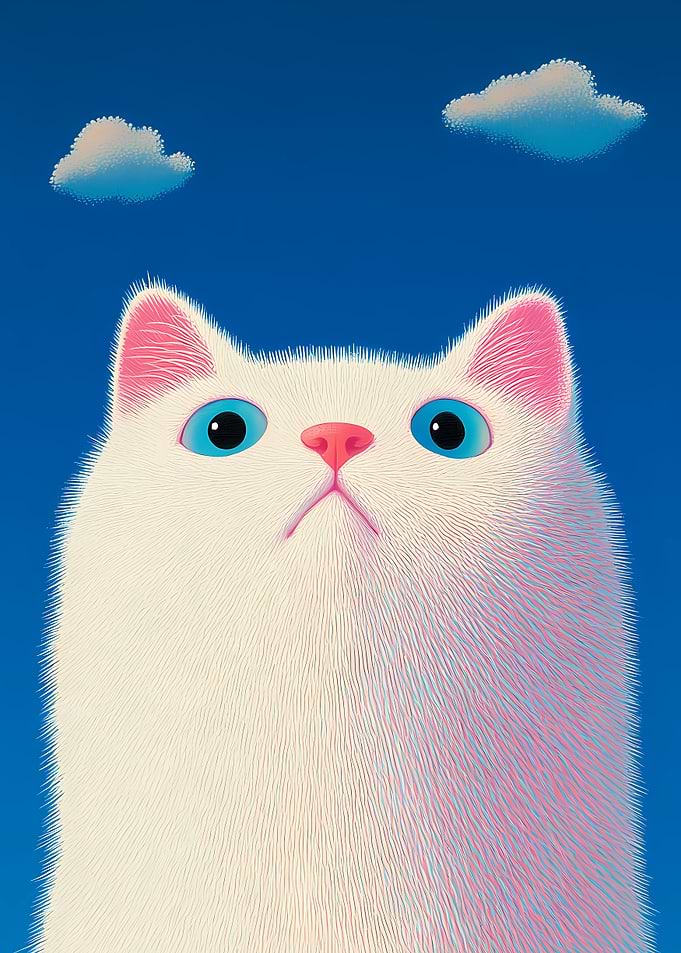 White Cat Looking Up