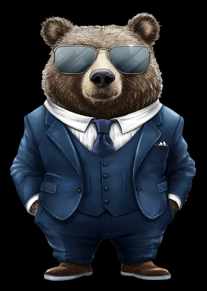 Sunglasses donning Bear in Suit