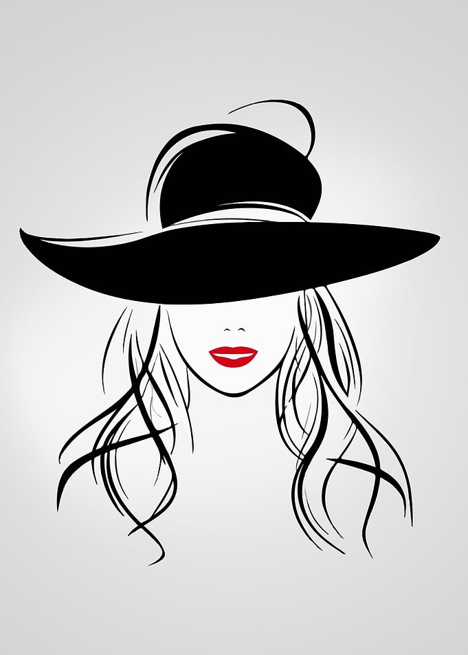 Woman in Hat Line Art