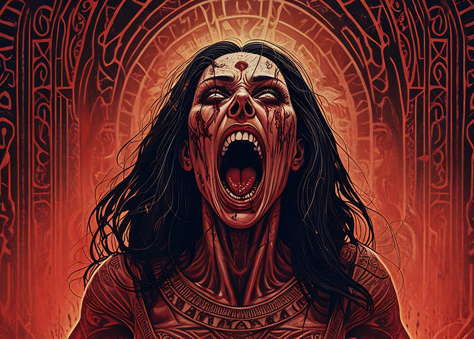 Screaming Woman in Red