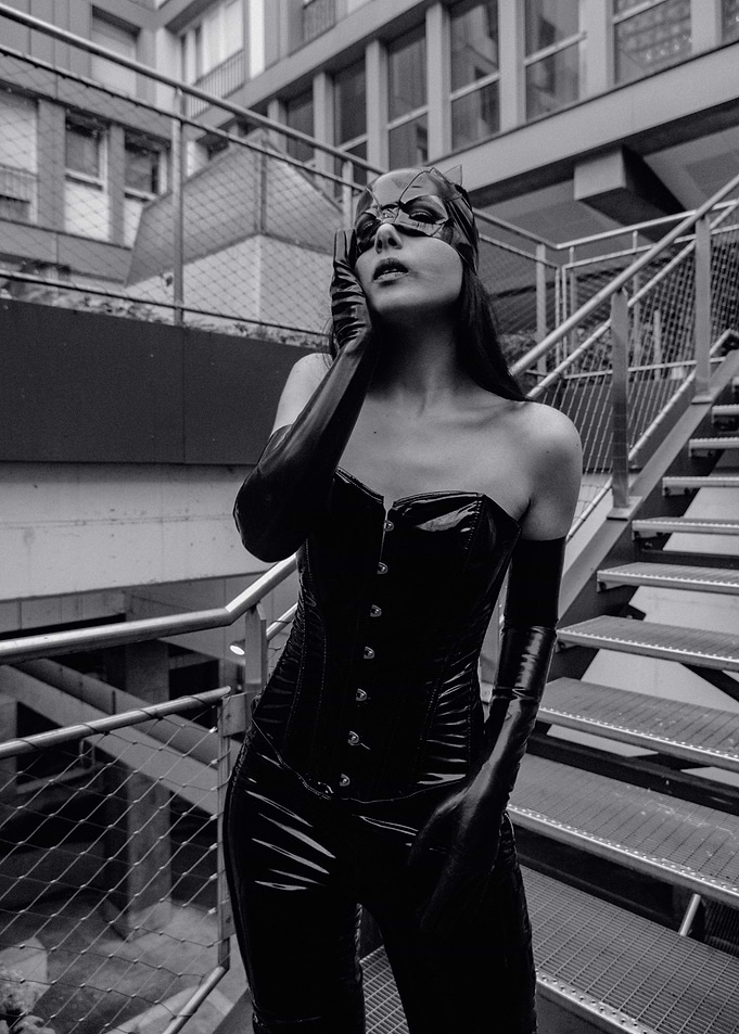 Catwoman in Black Leather