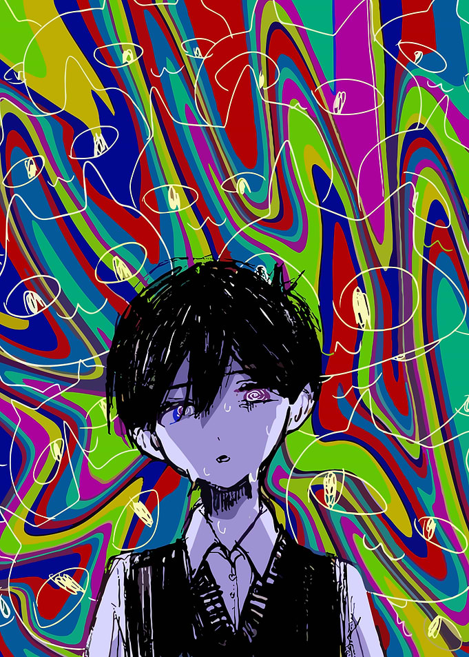 Anime Boy in Psychedelic Background