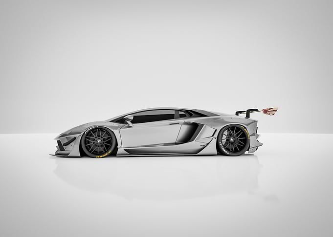Silver Modified Lamborghini Aventador