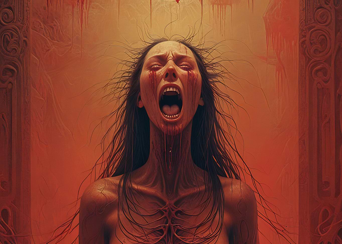 Screaming Woman in Blood
