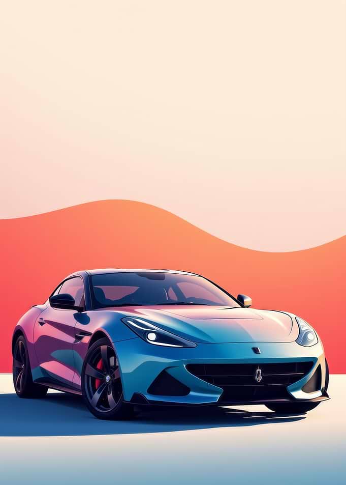 Blue and Pink Sports Car