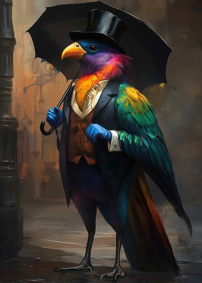 Colorful Bird in Top Hat