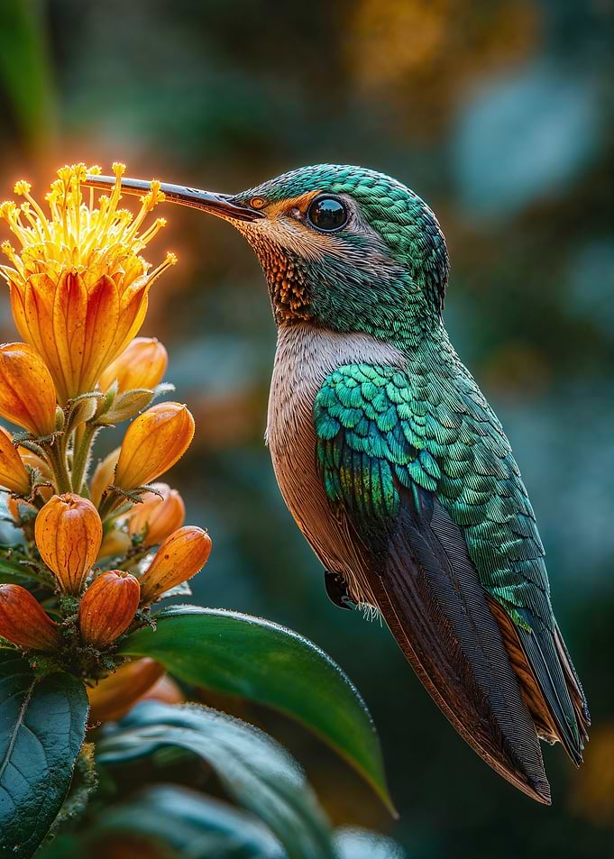 Hummingbird on Flower