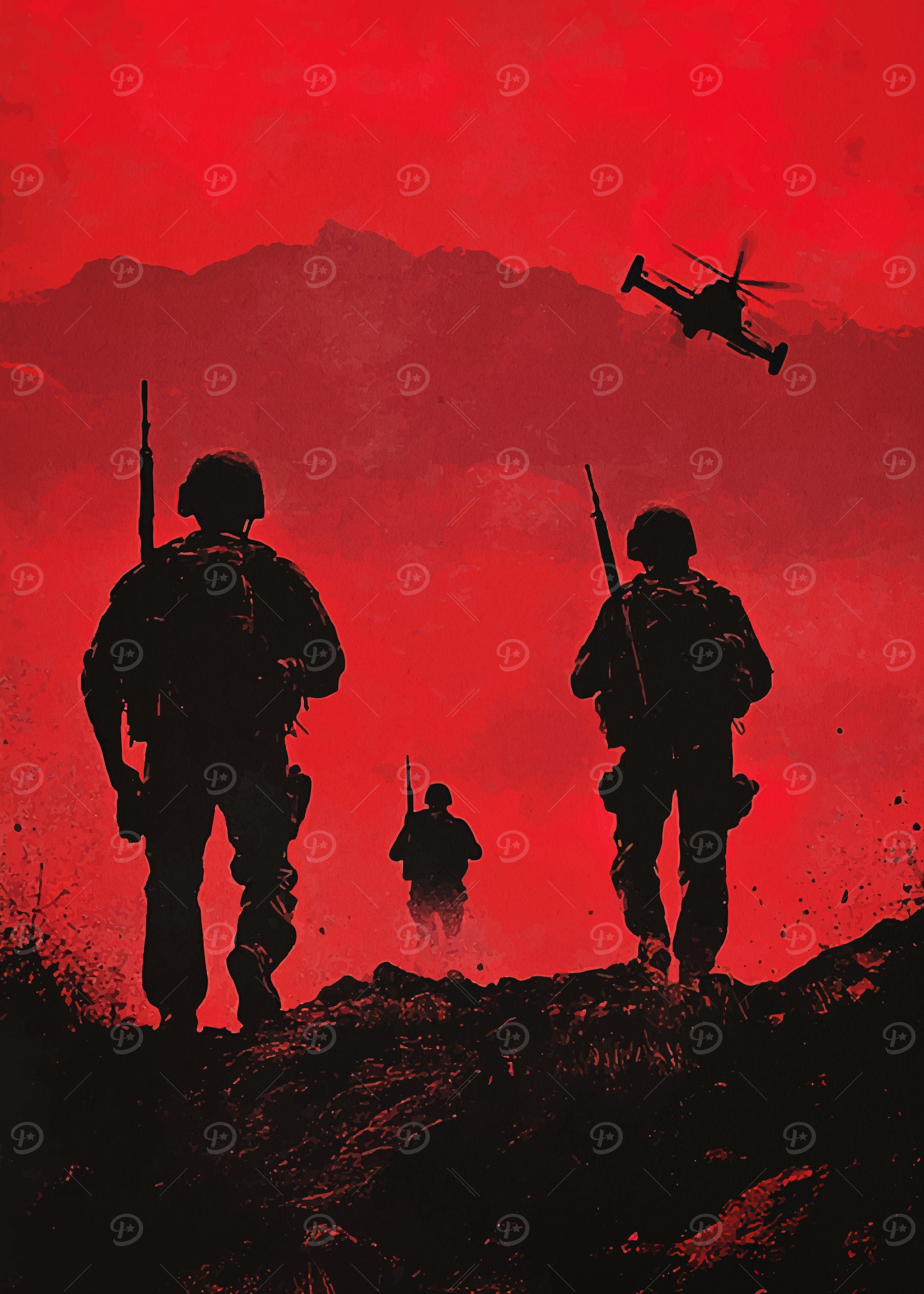 Soldiers in Red Sky