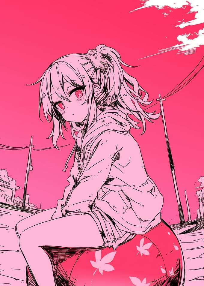 Anime Girl on a Ball