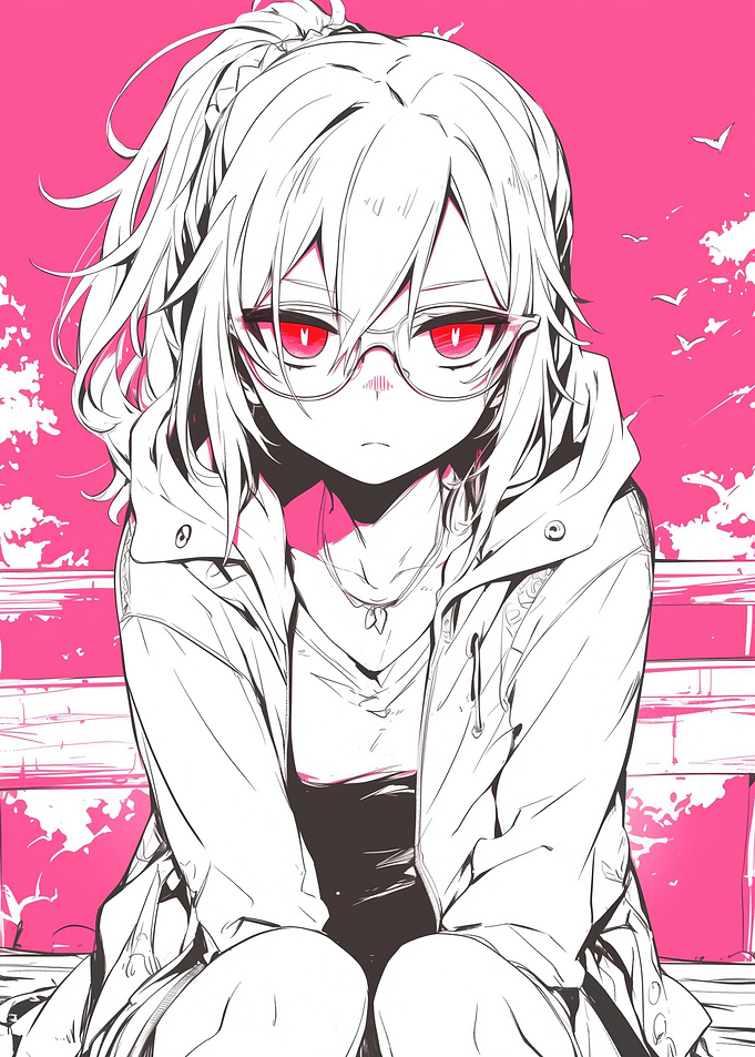 Anime Girl with Red Eyes