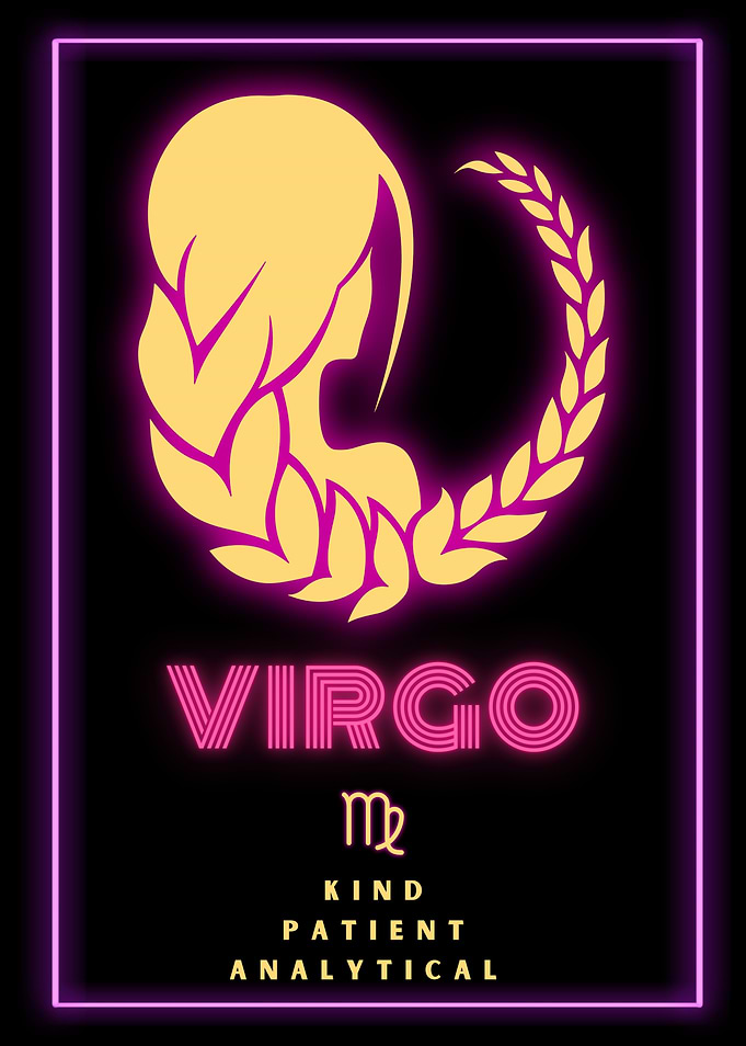 Virgo Zodiac Sign Neon Horoscope Art