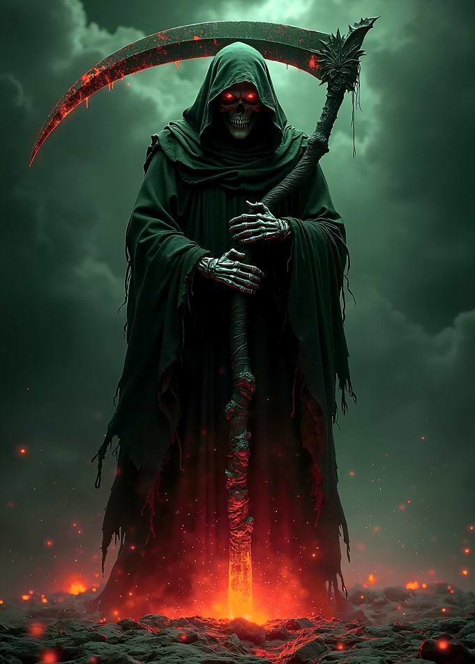 Halloween Spooky Grim Reaper with Scythe
