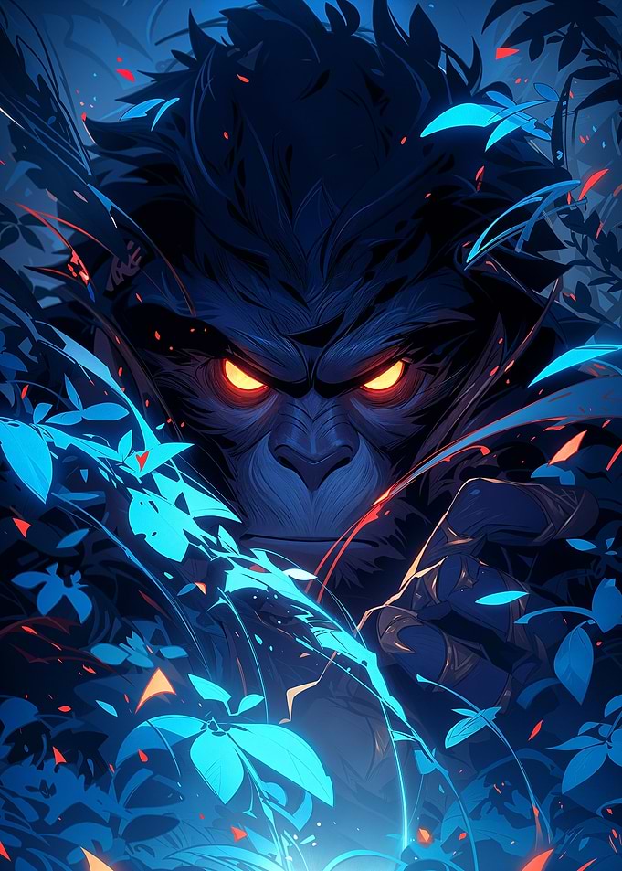Gorilla with Glowing Eyes