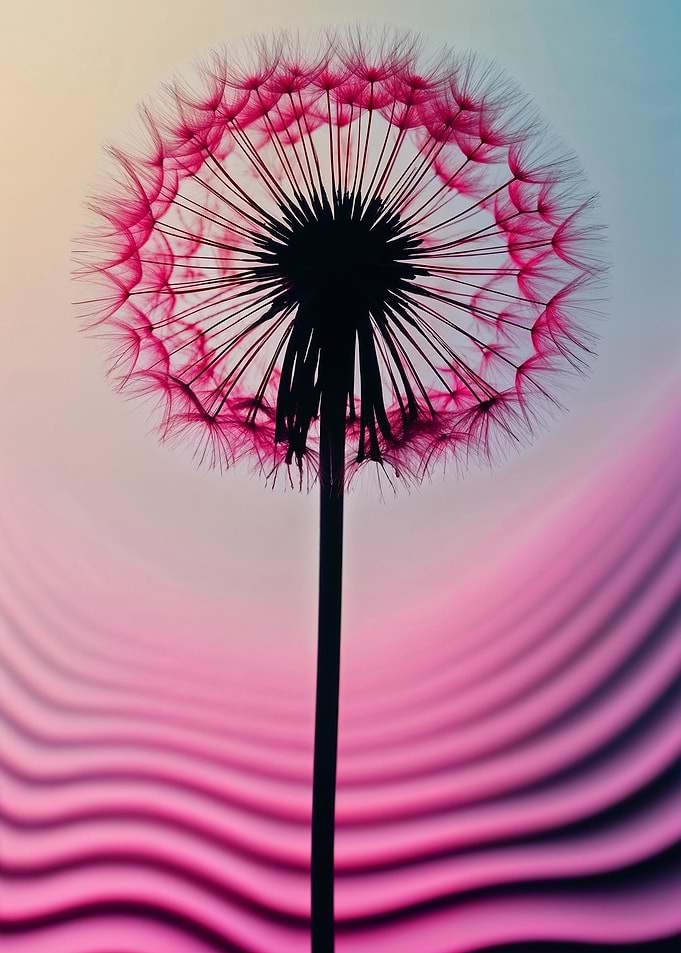 Pink Dandelion Silhouette