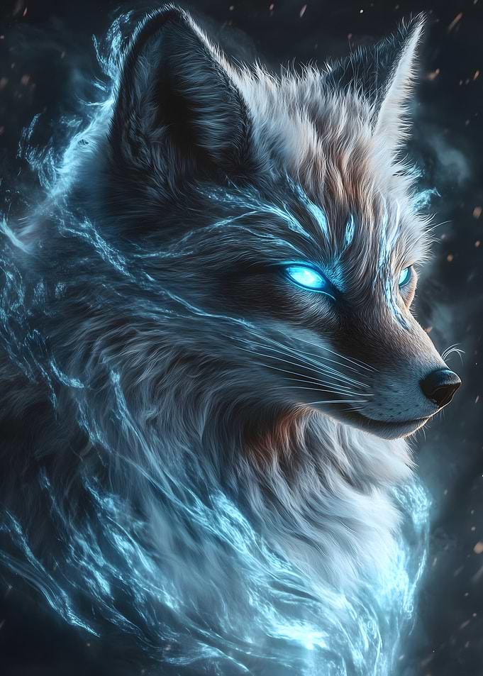 Mystical Wolf Blue Aura
