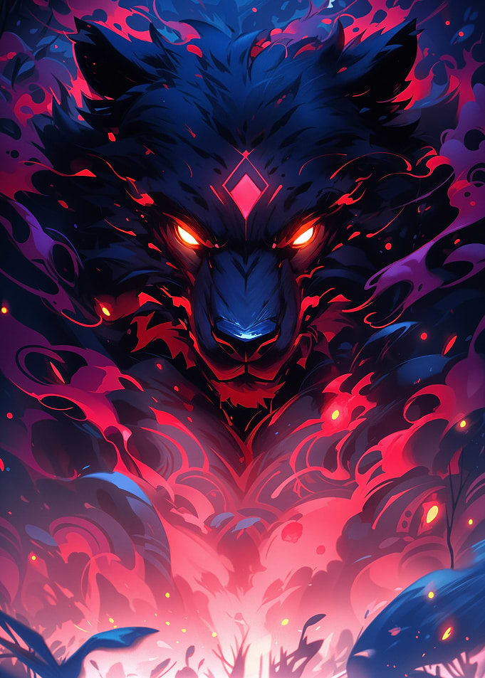 Fiery Wolf Digital Art