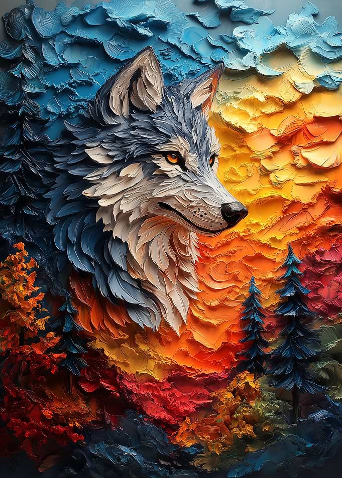 Wolf in Sunset Landscape