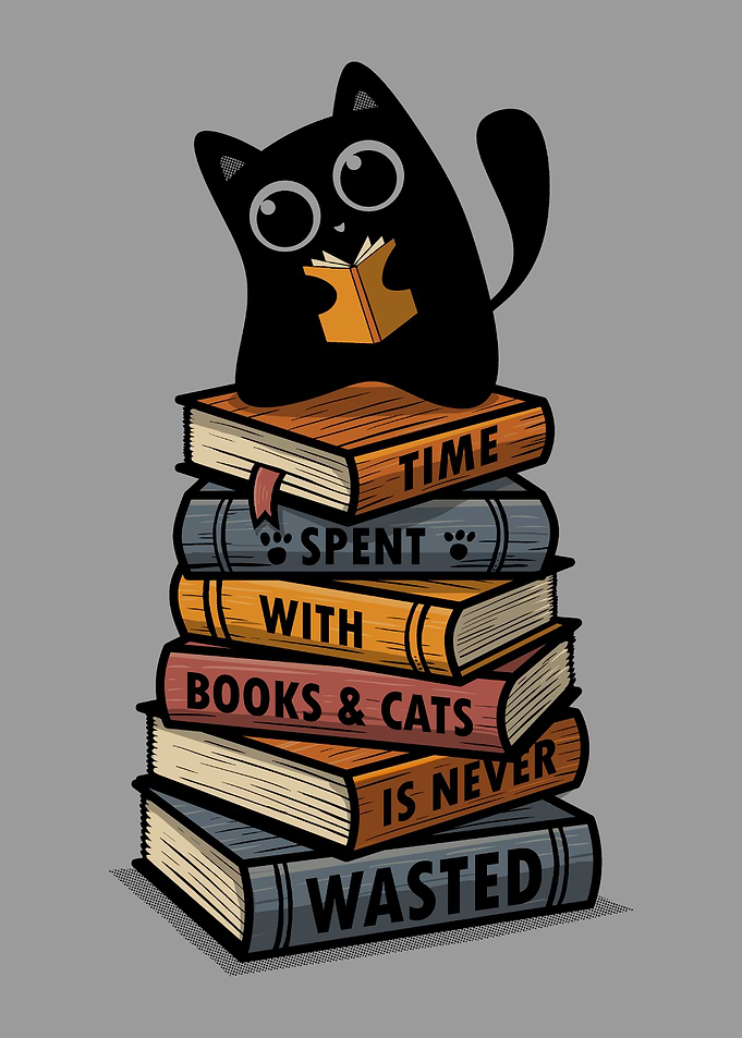 Cat & Books -Time spent with cats is never wasted