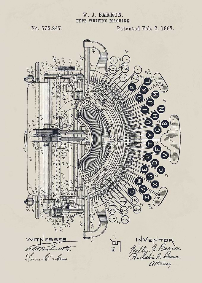 Vintage Typewriter Patent