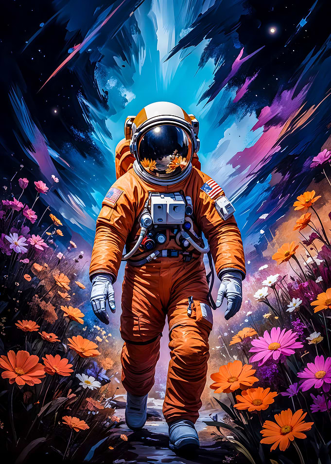 Astronaut in Flower Field