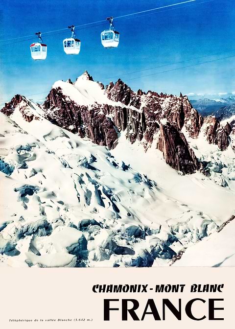 Chamonix-Mont Blanc, France — vintage travel poster on metal