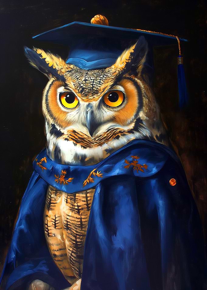Owl in Graduation Gown