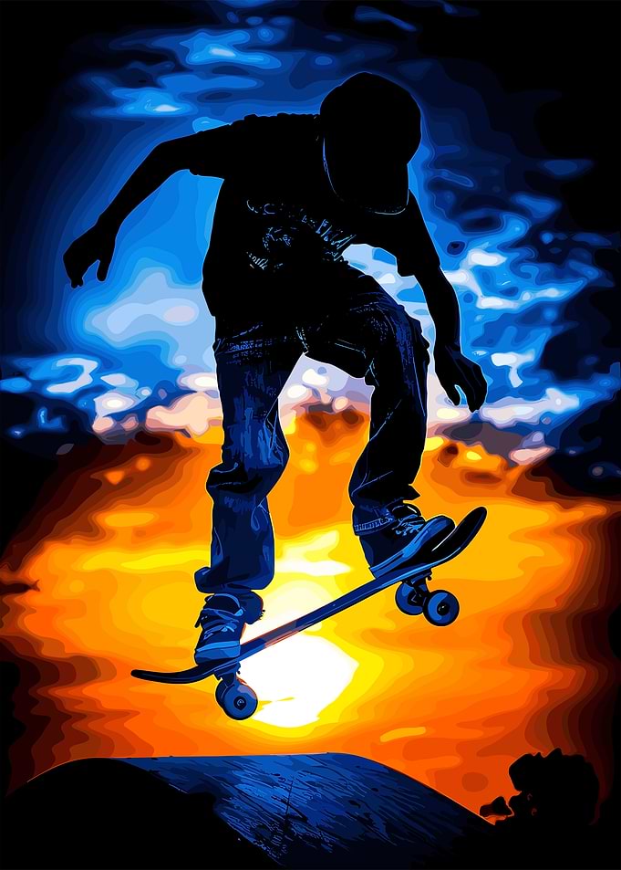 Silhouette Skateboarder Sunset