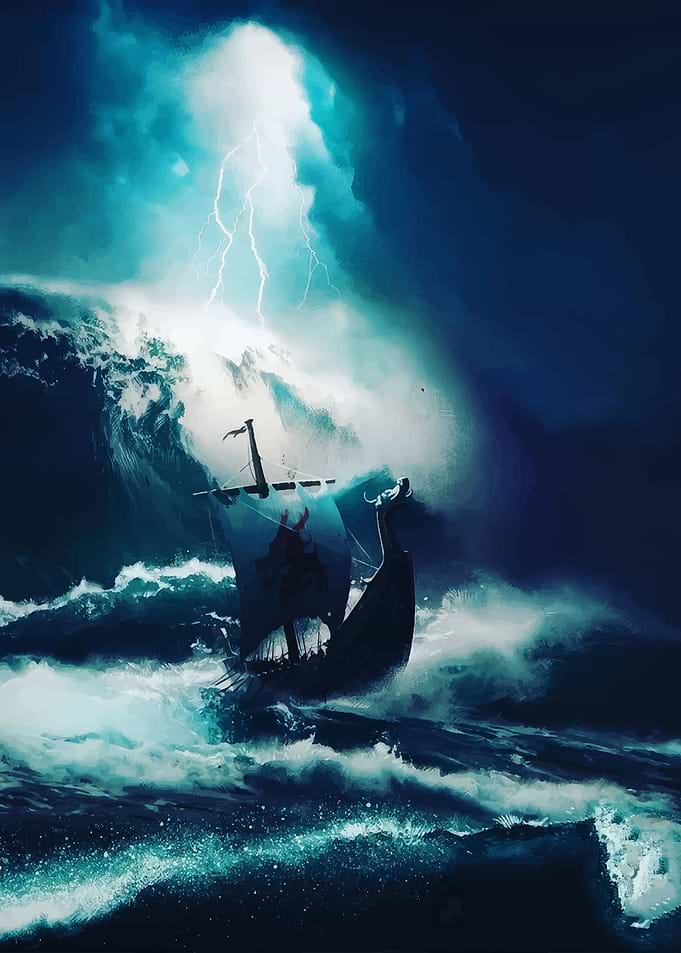 Viking Ship in Storm