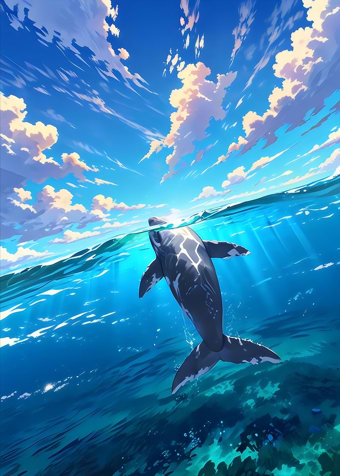 Whale Under Blue Sky