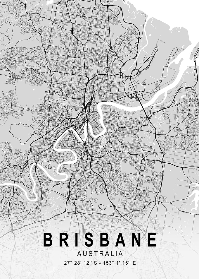 Brisbane Light City Map