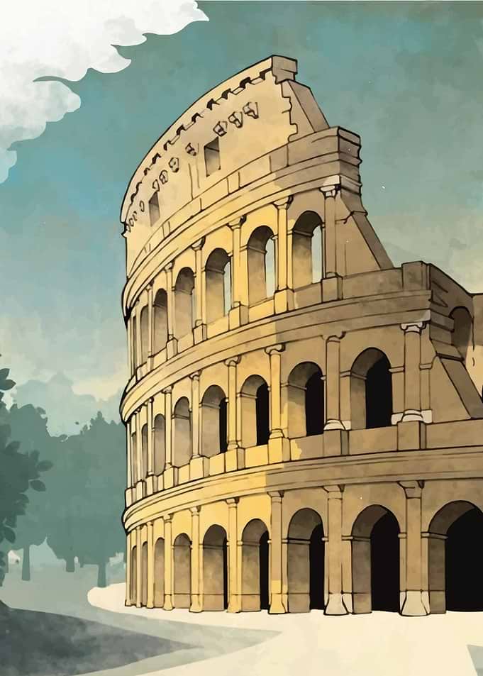 Colosseum Watercolor Illustration