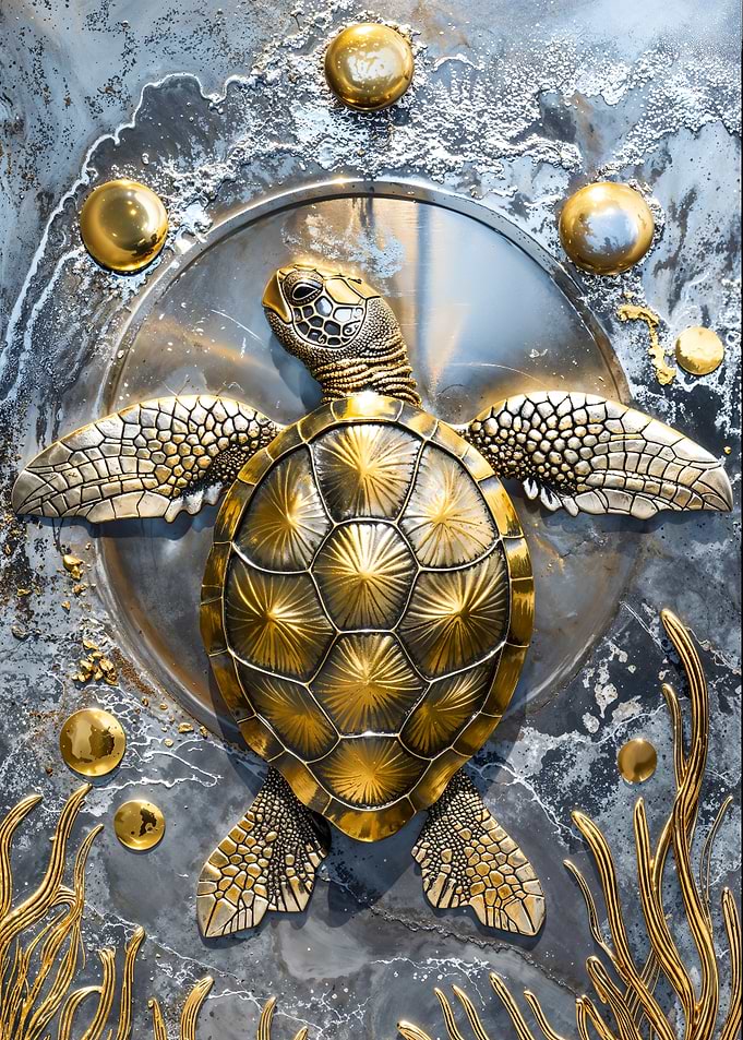 Golden Sea Turtle Majesty
