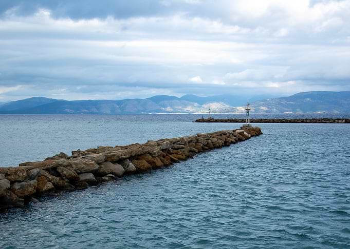 Stone Breakwater at Sea