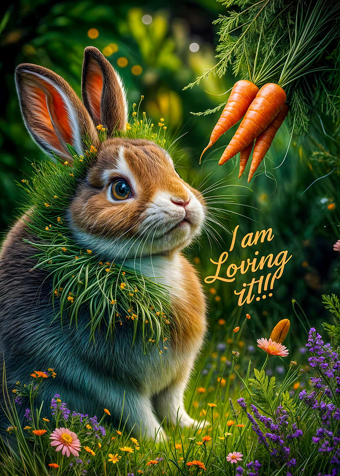 Cute Bunny with Carrots