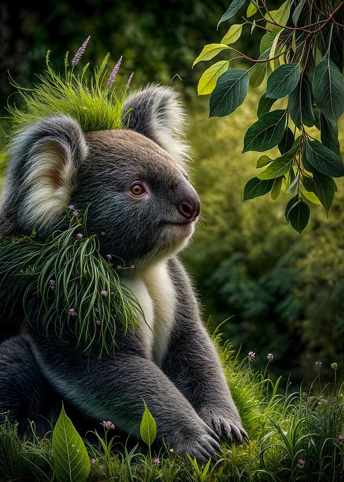 Koala with Grass Crown