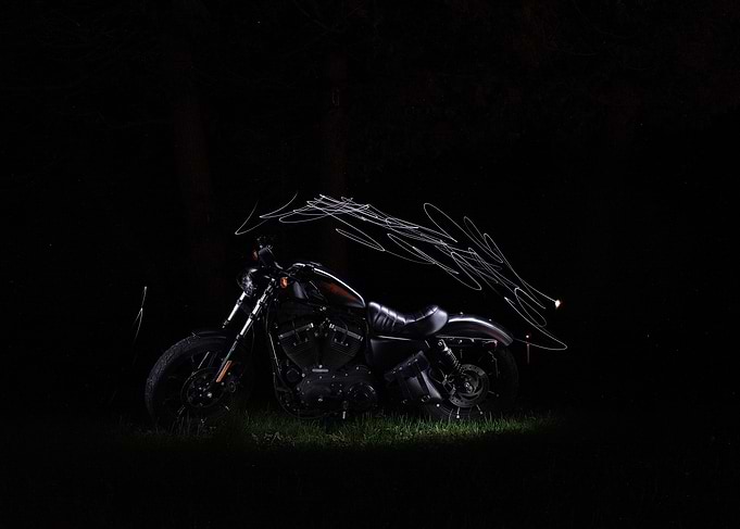 Black Motorcycle Night Shot