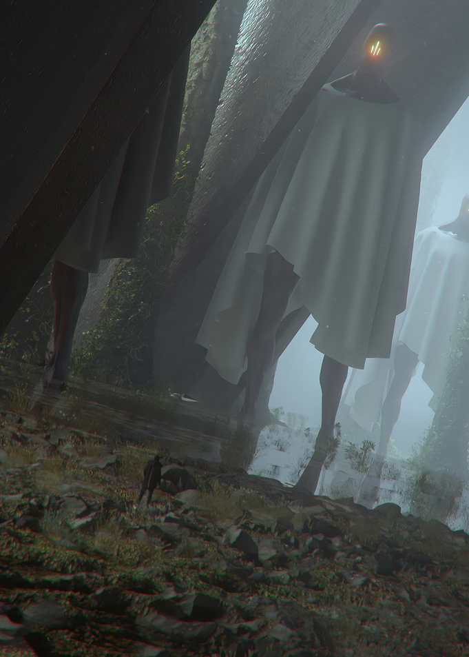Mysterious Figures in Fog